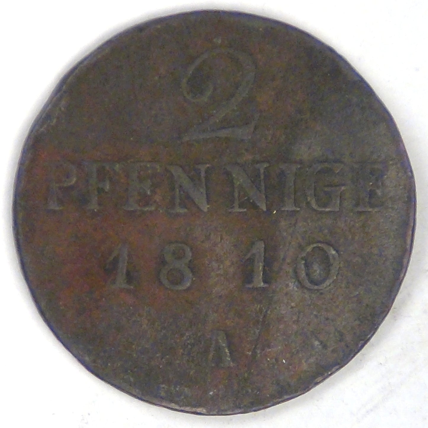 GERMANY - Prussia, Friedrich Wilhelm III, 1810 A, 2 Pfennige, Fine