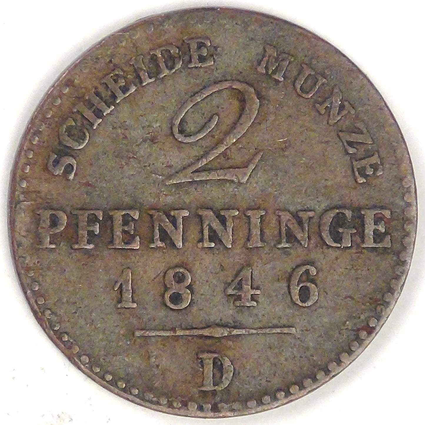 GERMANY - Prussia, Friedrich Wilhelm IV, 1846 D, 2 Pfennige, Choice Fine