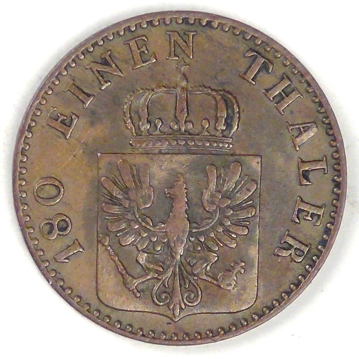 GERMANY - Prussia, Wilhelm I, 1862 A, 2 Pfennige, Very Fine