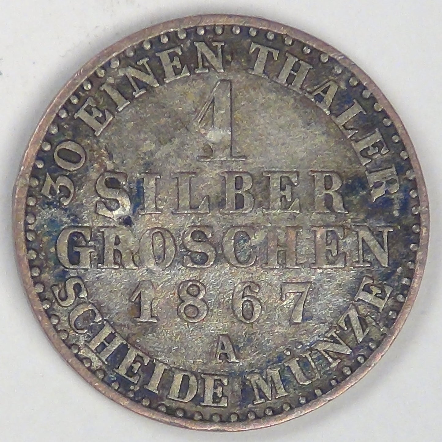 GERMANY - Prussia, Wilhelm I, 1867 A, Silbergroschen, Extra Fine