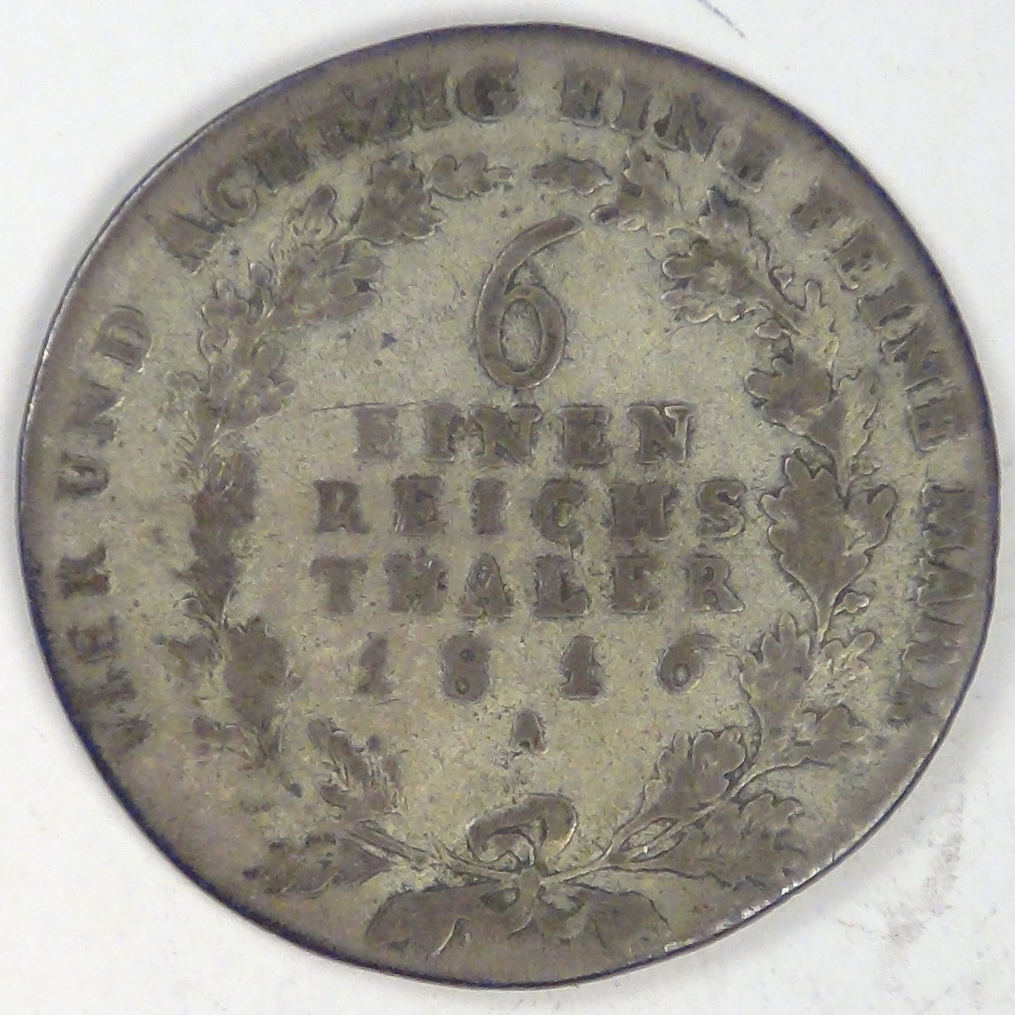 GERMANY - Prussia, Friedrich Wilhelm III, 1816 A, 1/6 Reichsthaler, Good / VG