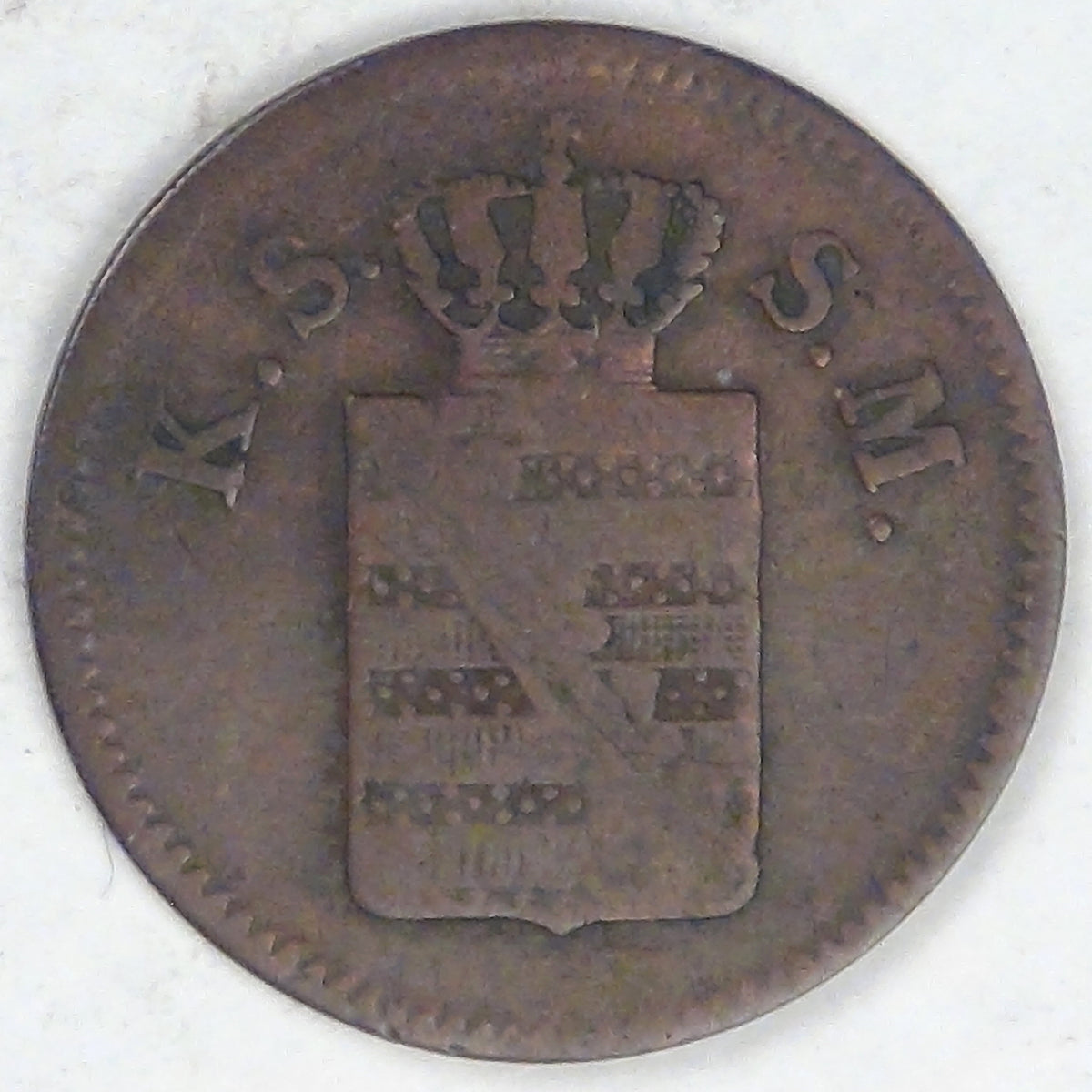 GERMANY - Kingdom of Saxony, Johann I, 1855 F, Pfennig, Fine
