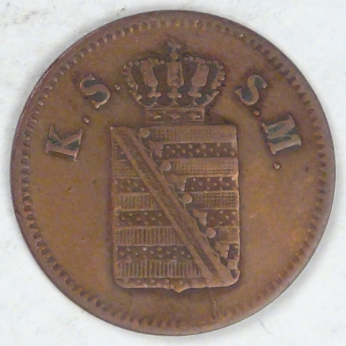 GERMANY - Kingdom of Saxony, Johann I, 1859 F, Pfennig, VF details