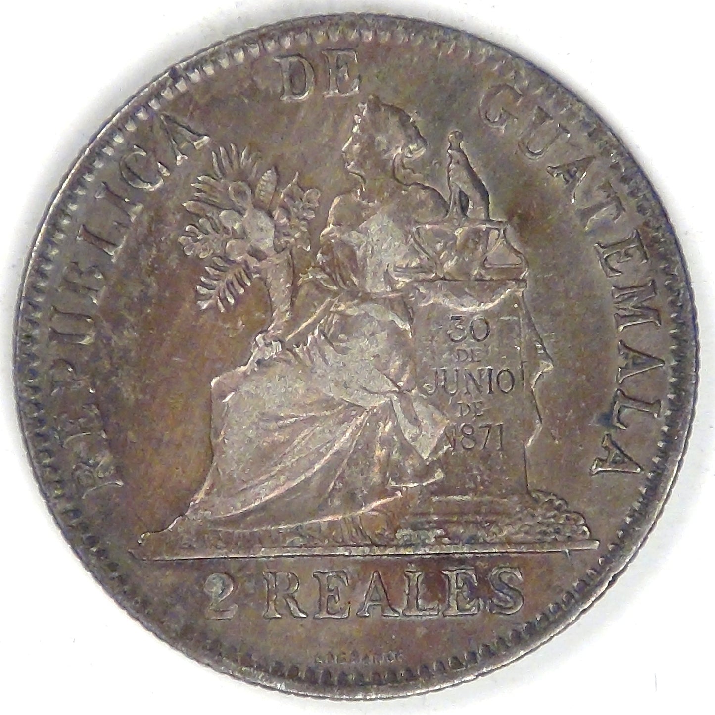 GUATEMALA - Republic, 1898, 2 Reales, Choice VF