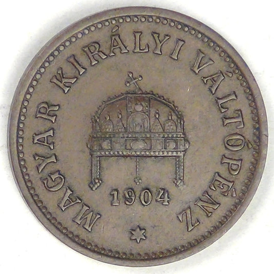 HUNGARY - Kingdom, Franz Joseph I, 1904 KB, 2 Fillér, Extra Fine