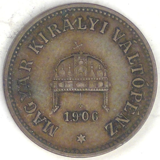 HUNGARY - Kingdom, Franz Joseph I, 1906 KB, 2 Fillér, Extra Fine