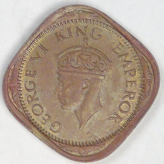 INDIA - British Colony, George VI, 1942, ½ Anna, Extra Fine