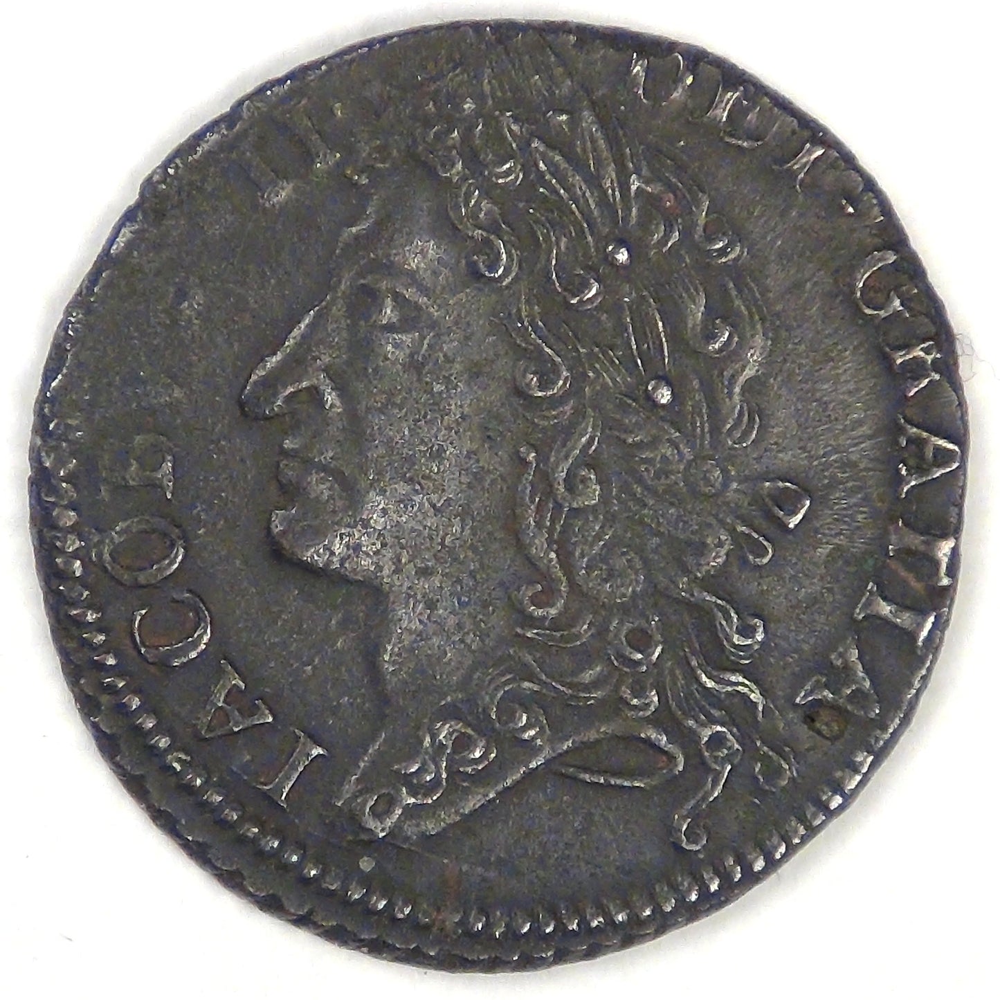 IRELAND - United Kingdom, James II, Gun Money Coinage, 1689 10r, Shilling, EF details