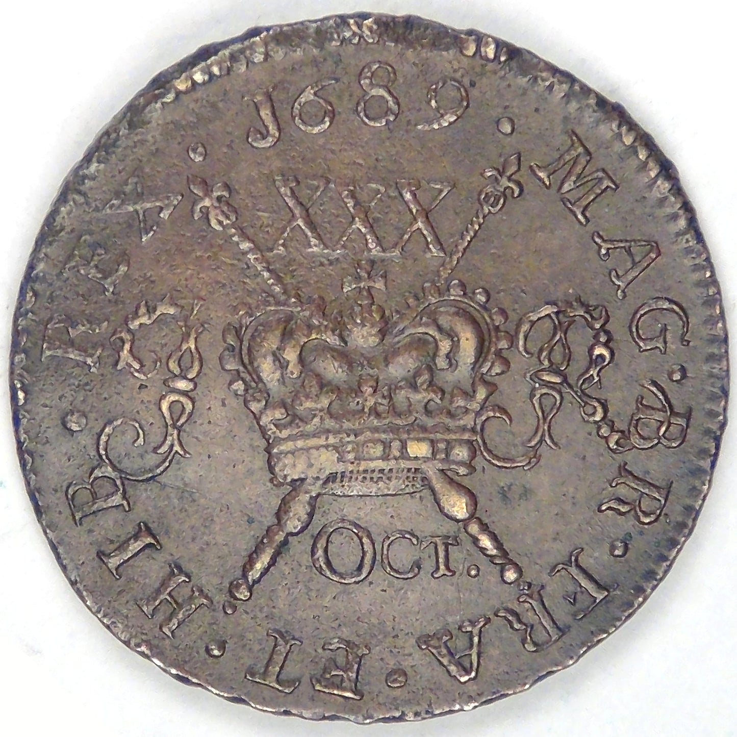 IRELAND - United Kingdom, James II, Gun Money Coinage, 1689 Oct, 30 Pence (½ Crown), Almost Uncirculated