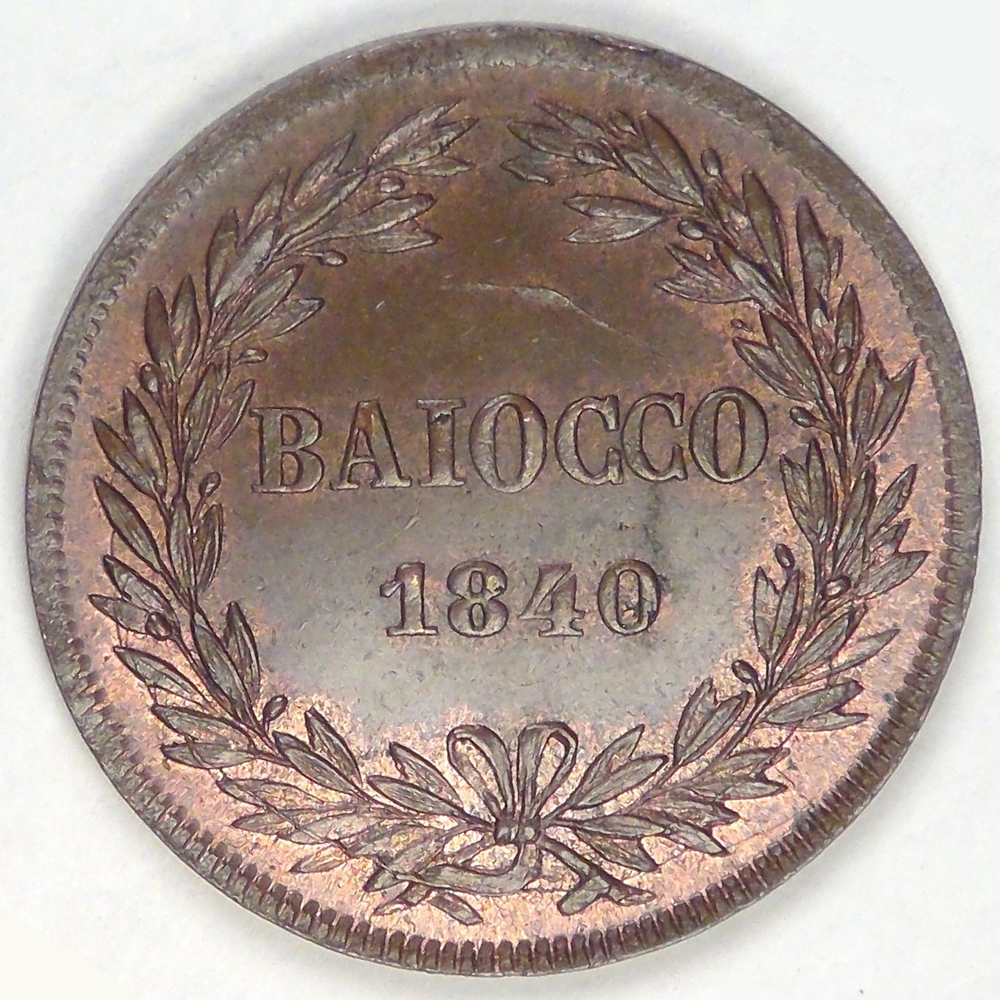 PAPAL STATES, Gregory XVI, 1840 X R, Baiocco, Choice AU