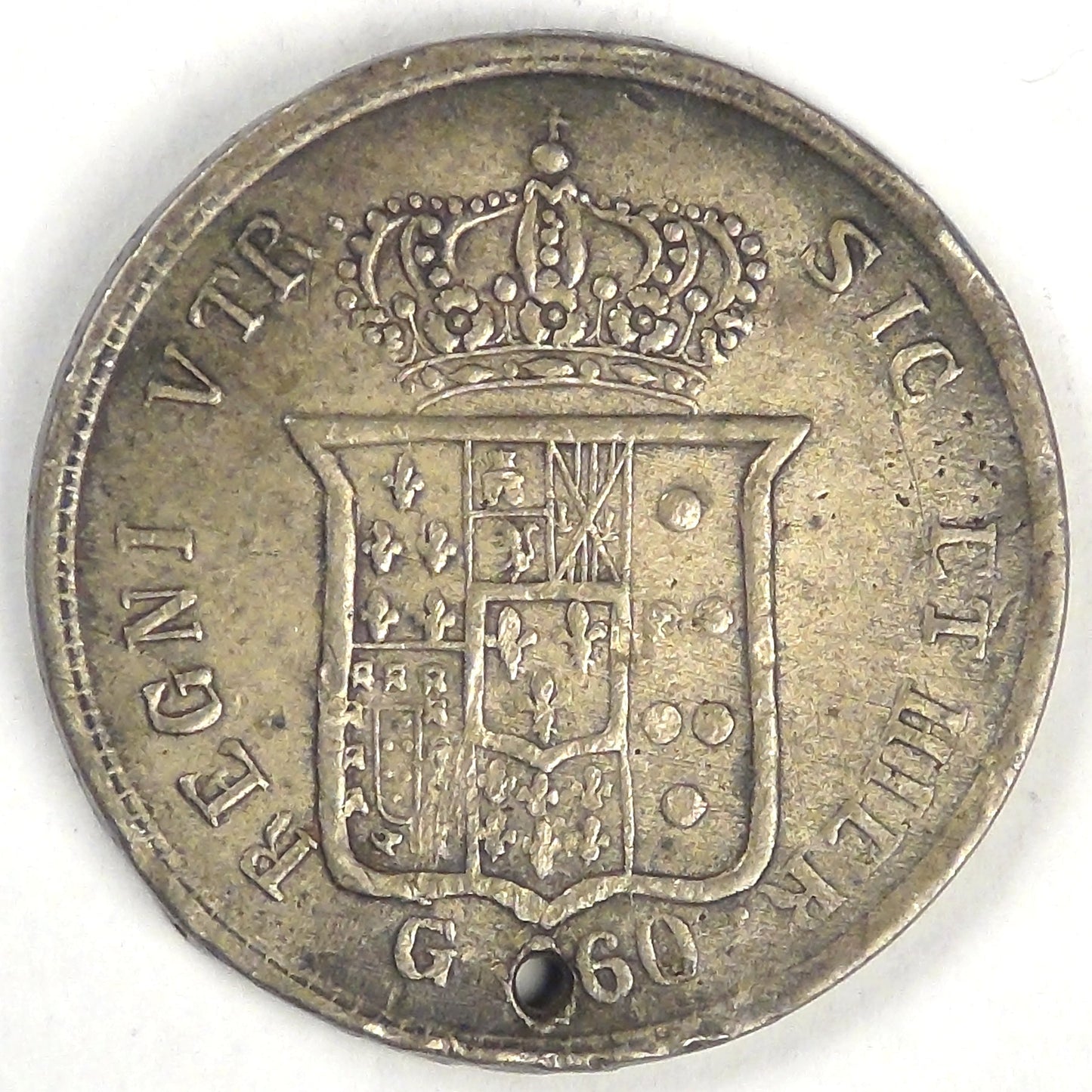 ITALY - Kingdom of the Two Sicilies, Ferdinand II, 1858, 60 Grana, VF details