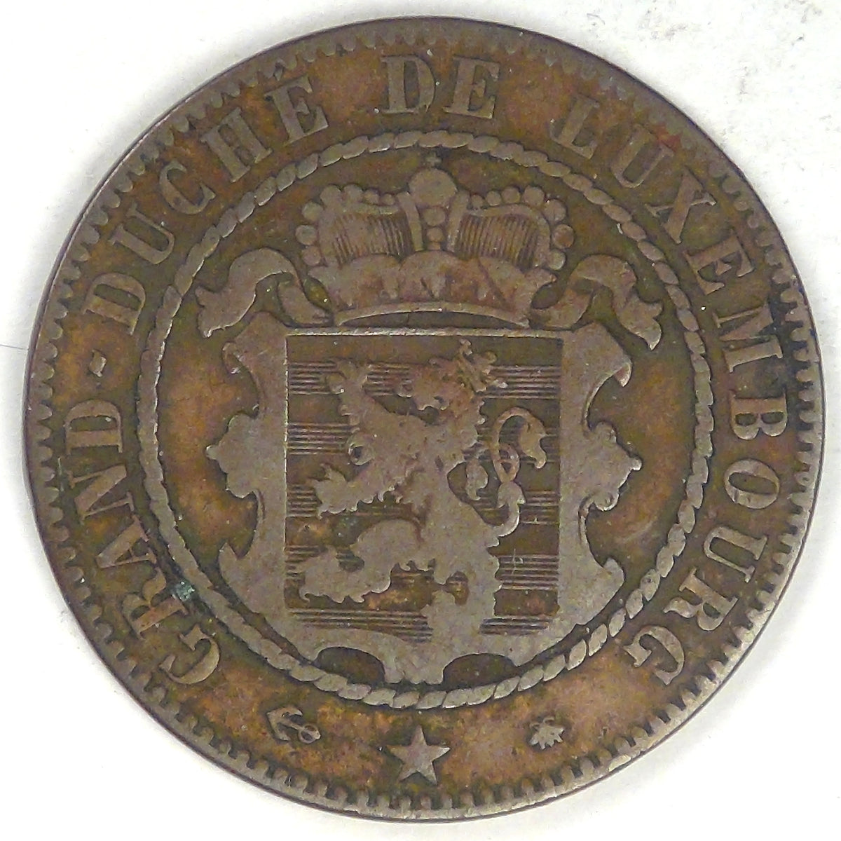 LUXEMBOURG - Grand Duchy, William III, 1865 A, 10 Centimes, Choice Fine