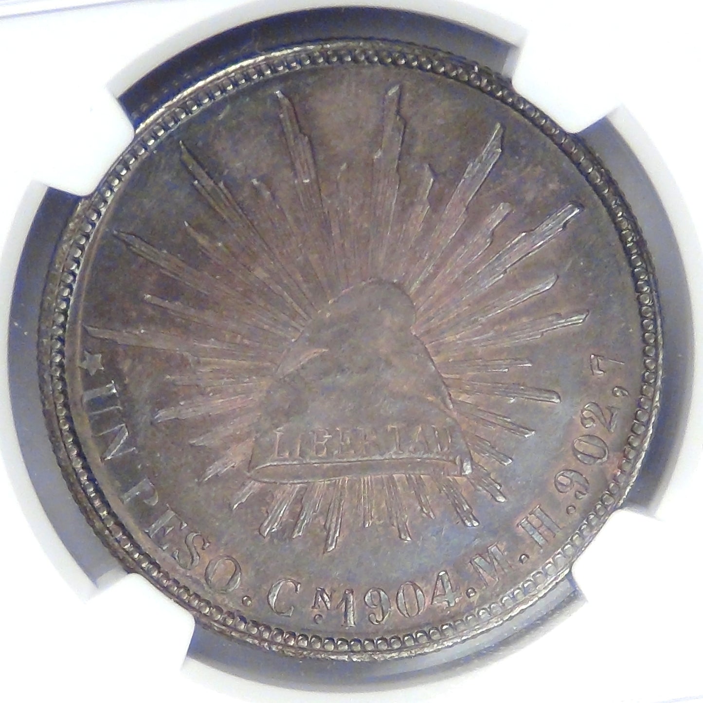 MEXICO - 2nd Republic, 1904 Cn MH, Peso, MS-62 NGC color