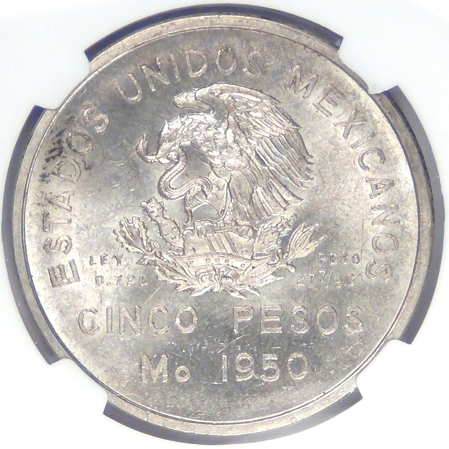 MEXICO - United Mexican States, 1950 Mo, 5 Pesos, MS-64 NGC