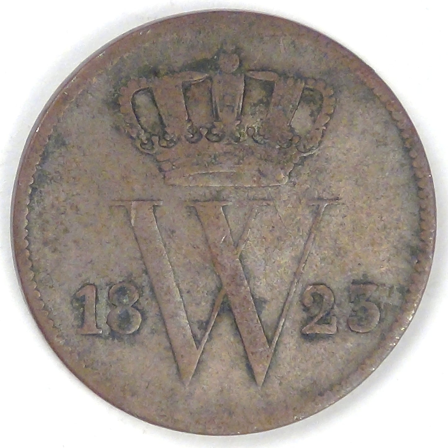 NETHERLANDS, Willem I, 1823 B, Cent, about Fine