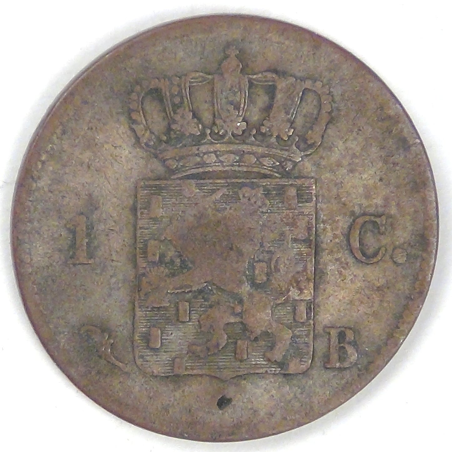 NETHERLANDS, Willem I, 1823 B, Cent, about Fine