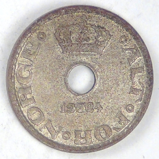 NORWAY, Haakon VII, 1924, 10 Øre, Almost Uncirculated