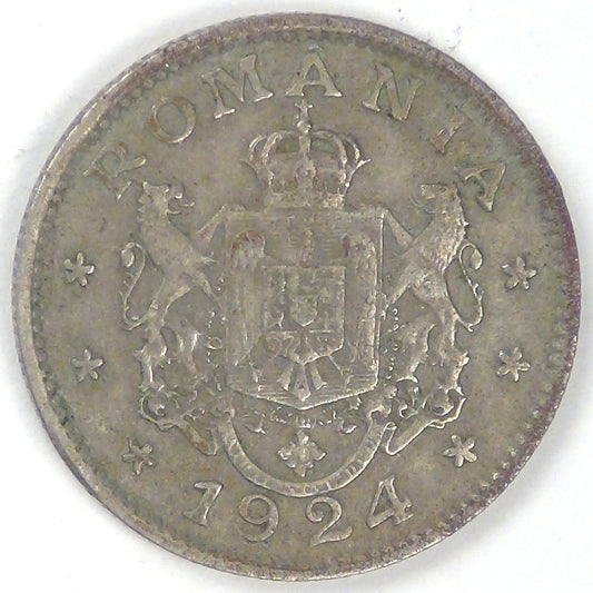 ROMANIA - Kingdom, Ferdinand I, 1924 ϟ Leu, Extra Fine