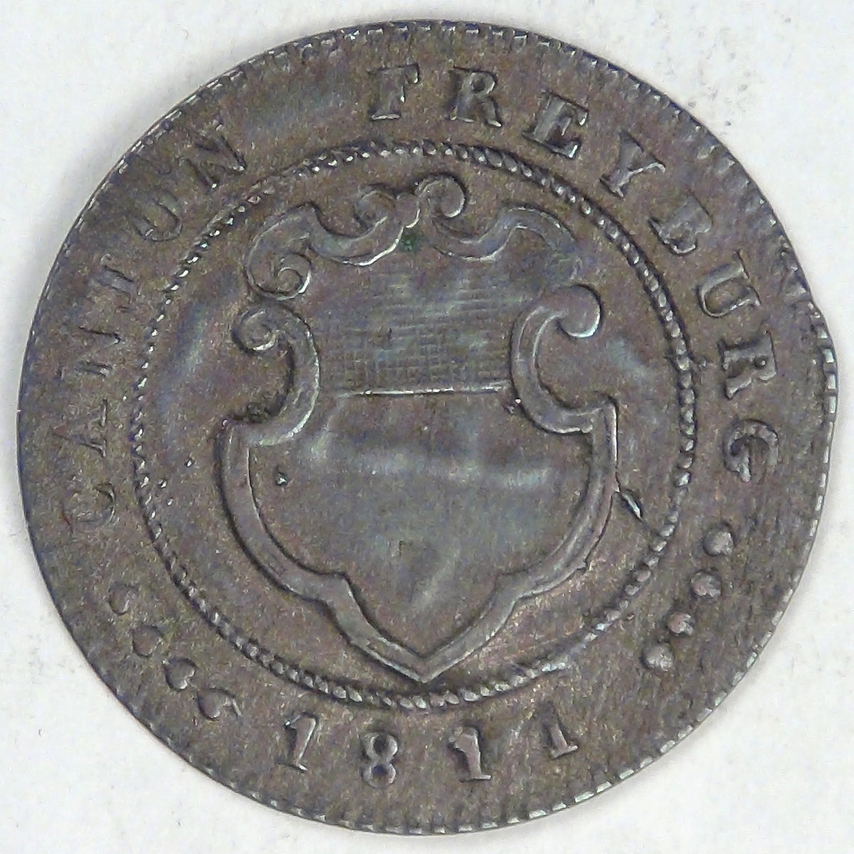 SWISS CANTON of Fribourg (Freiburg), 1811, ½ Batzen / 5 Rappen, Extra Fine
