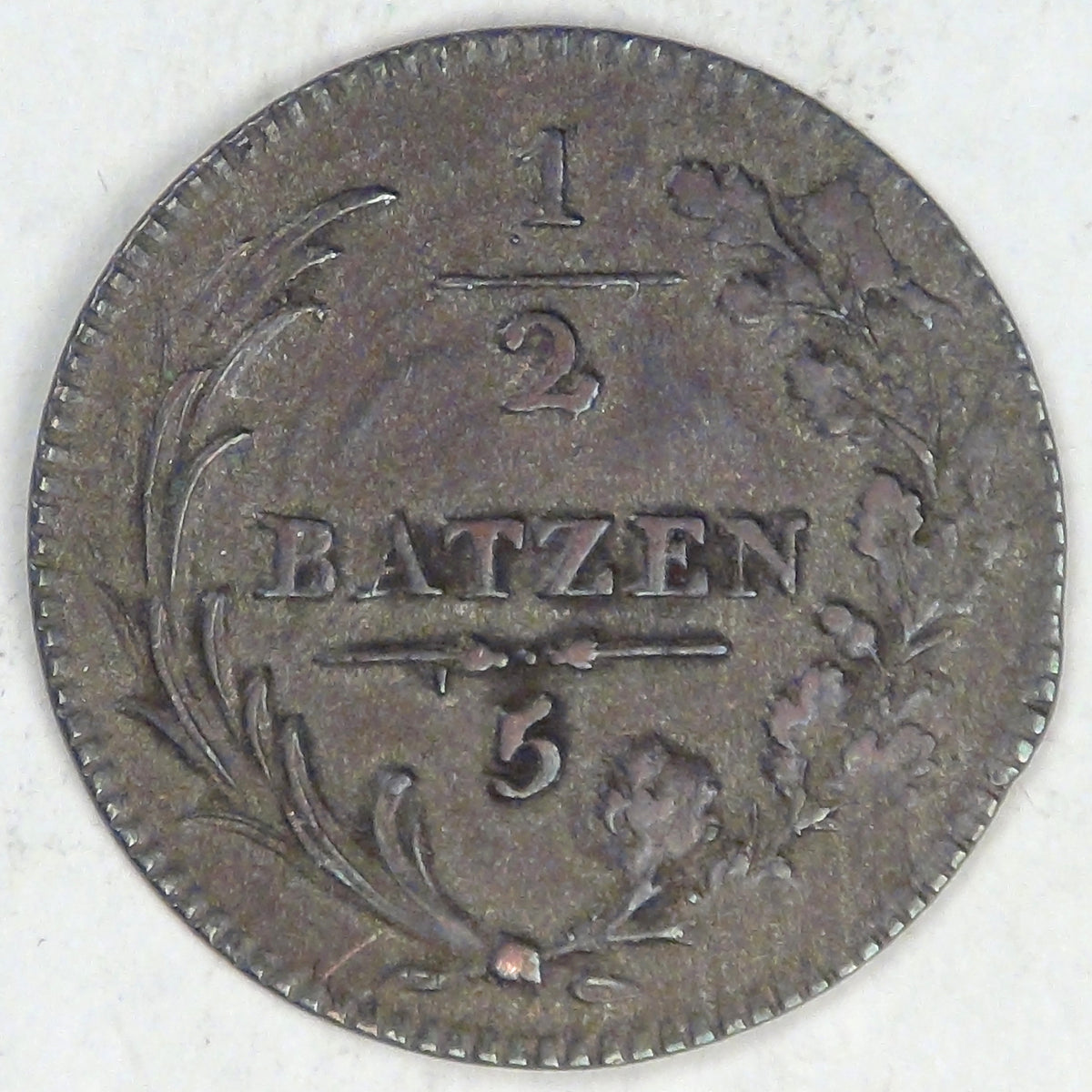SWISS CANTON of Fribourg (Freiburg), 1811, ½ Batzen / 5 Rappen, Extra Fine