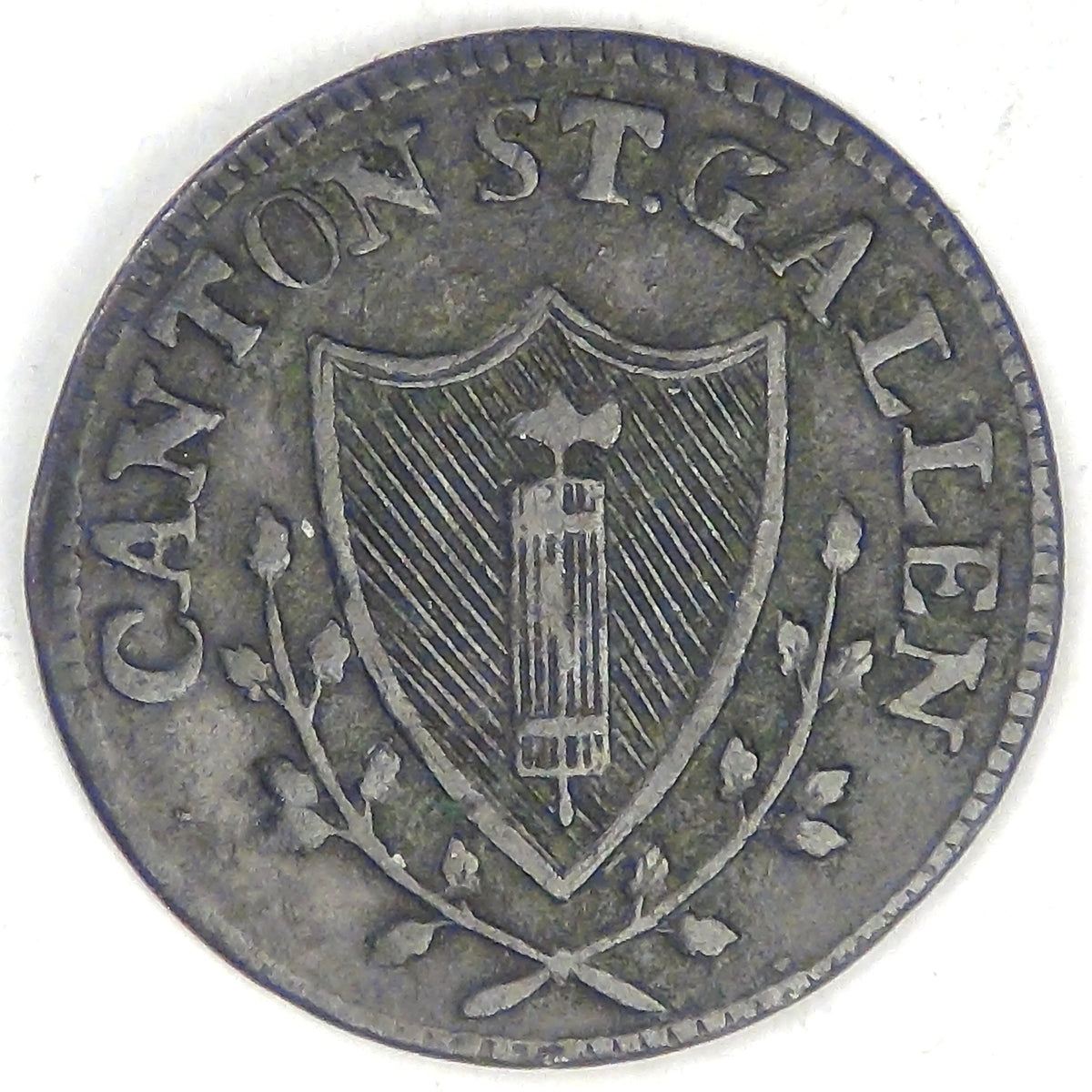 SWISS CANTON of Saint Gallen, 1808 K, ½ Bazen (½ Batzen), Very Fine
