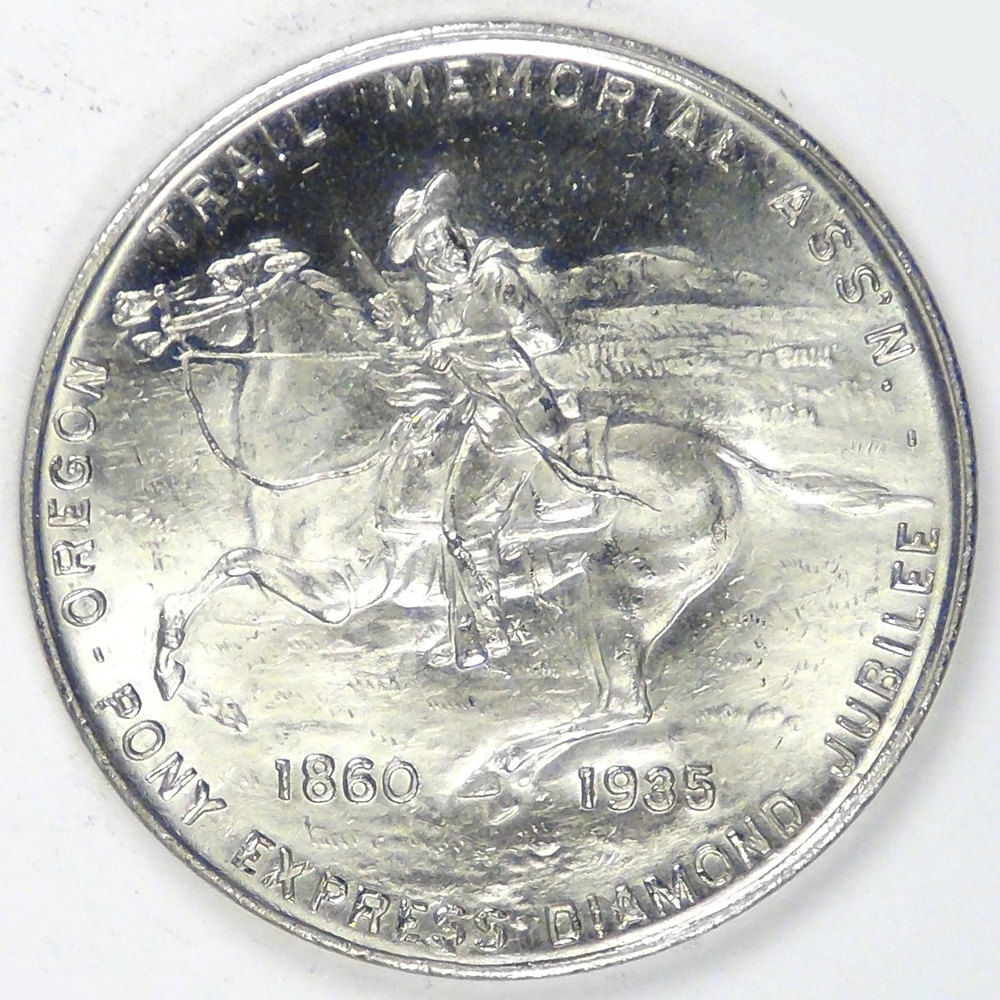 1935 Pony Express Diamond Jubilee So-Called Half Dollar Medal, Choice BU