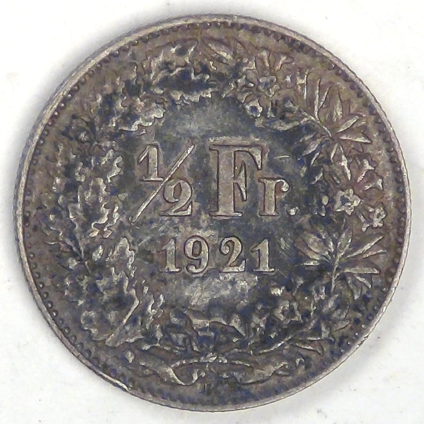 SWITZERLAND, 1921 B, ½ Franc, Choice Extra Fine
